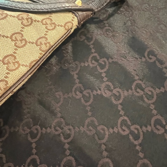 Gucci GG114890 Brown Horsebit Canvas Leather Shoulder Bag Tote with dust bag! - Picture 6 of 10